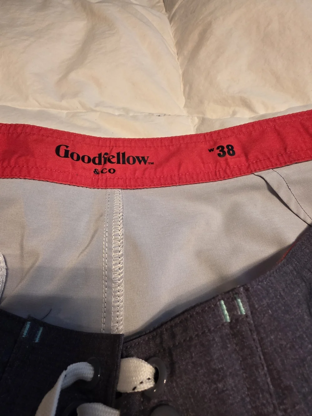 Goodfellow & Co Gray Swim Shorts with Red Waistband